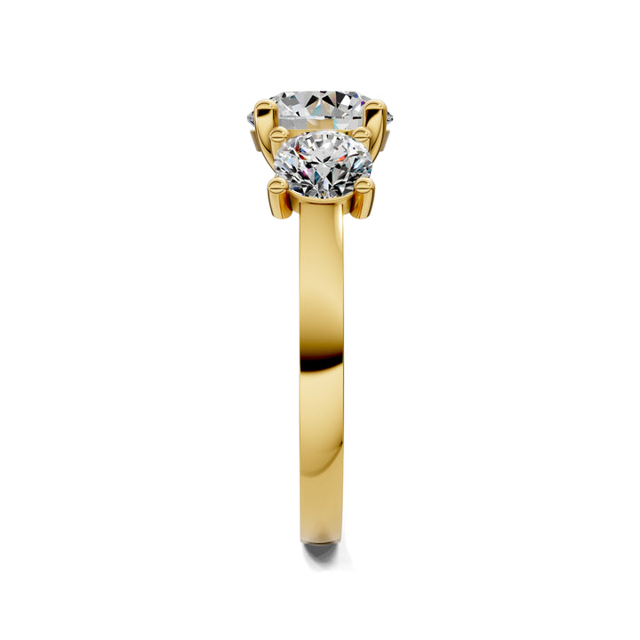 Amber Round Three Stone Engagement Ring