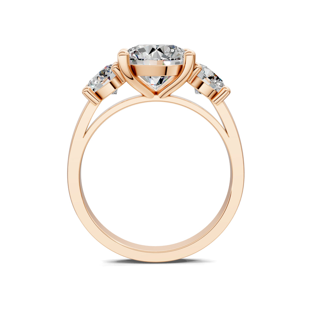 Amber Round Three Stone Engagement Ring