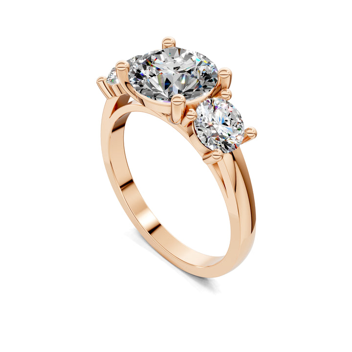 Amber Round Three Stone Engagement Ring