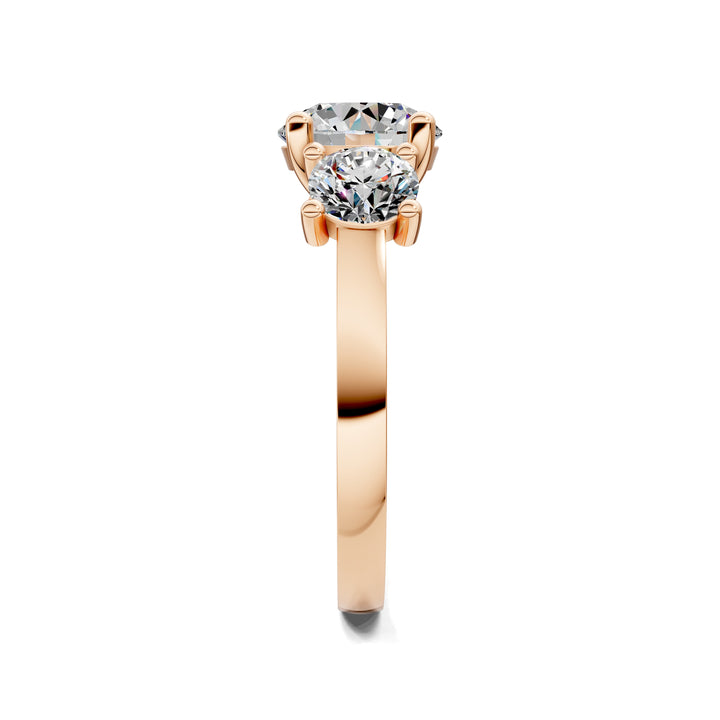 Amber Round Three Stone Engagement Ring