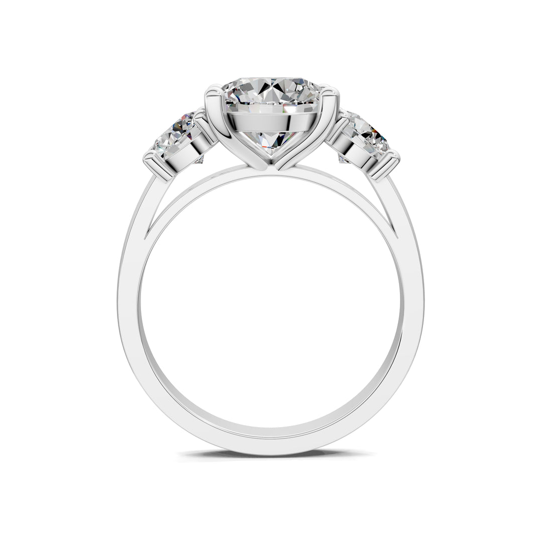 Amber Round Three Stone Engagement Ring