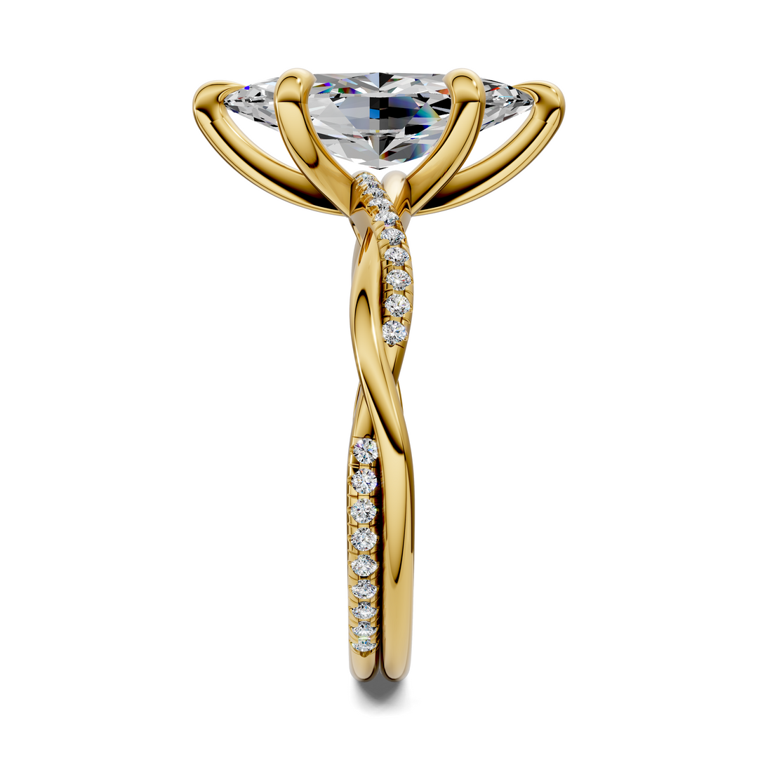 Yvette Scalloped twisted Pavé Ring