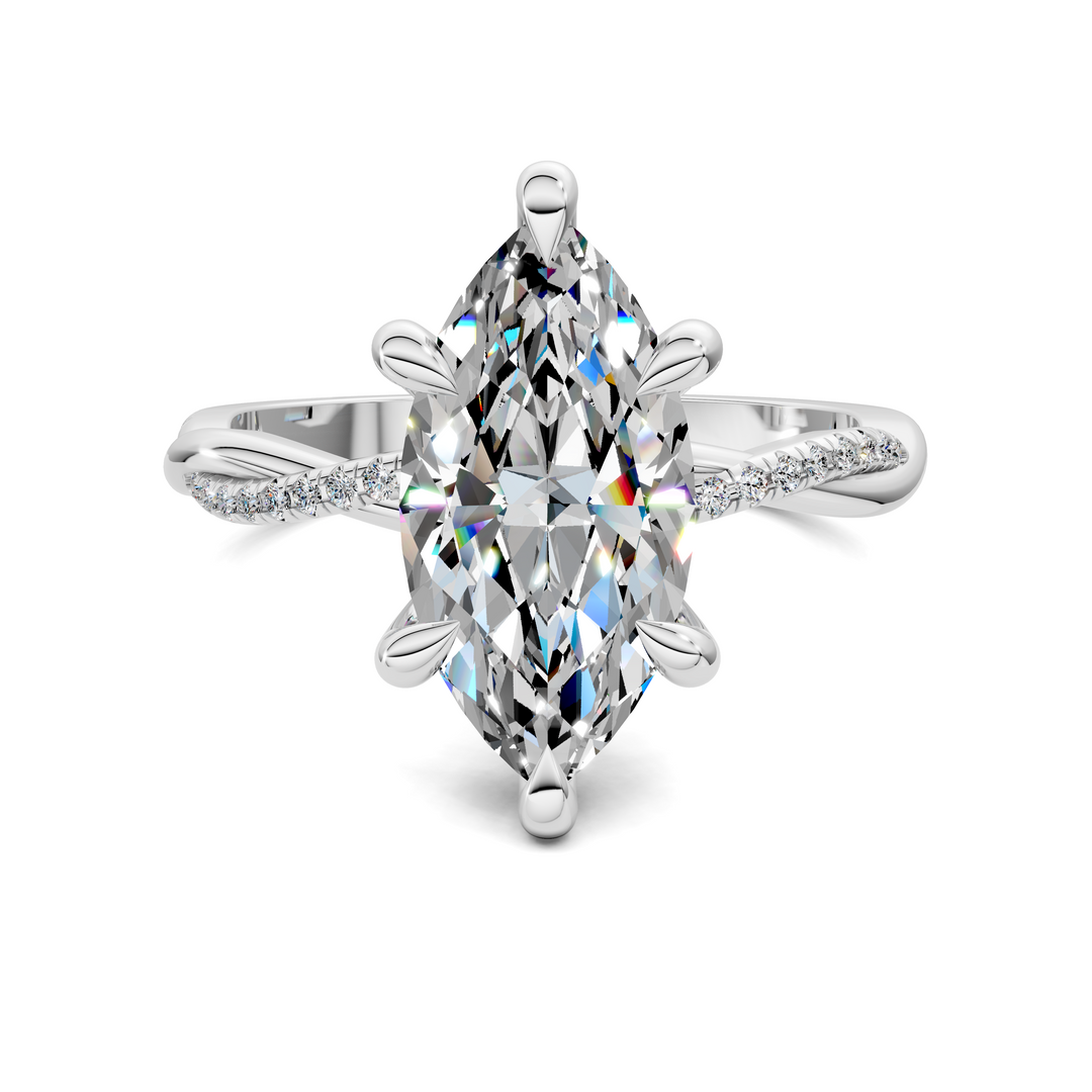 Yvette Scalloped twisted Pavé Ring