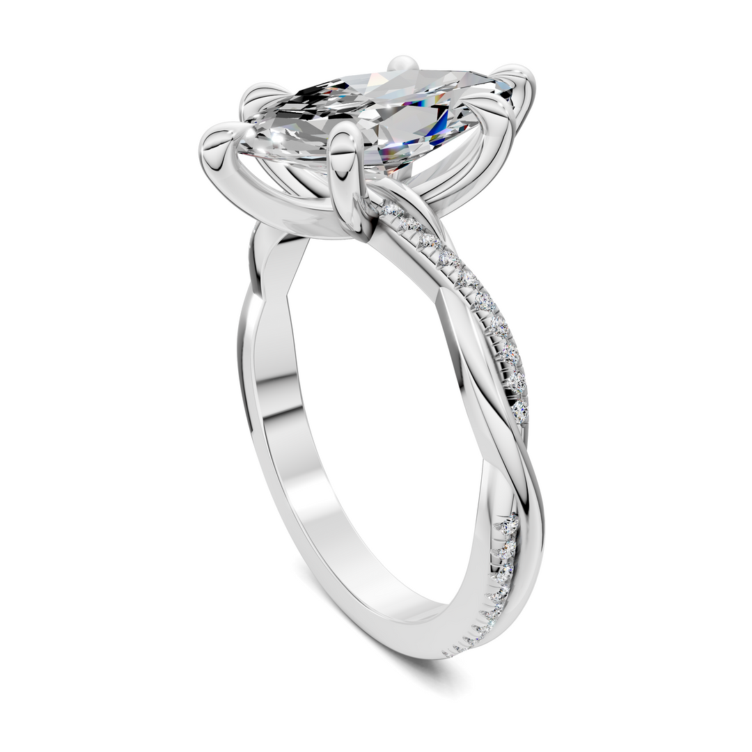 Yvette Scalloped twisted Pavé Ring