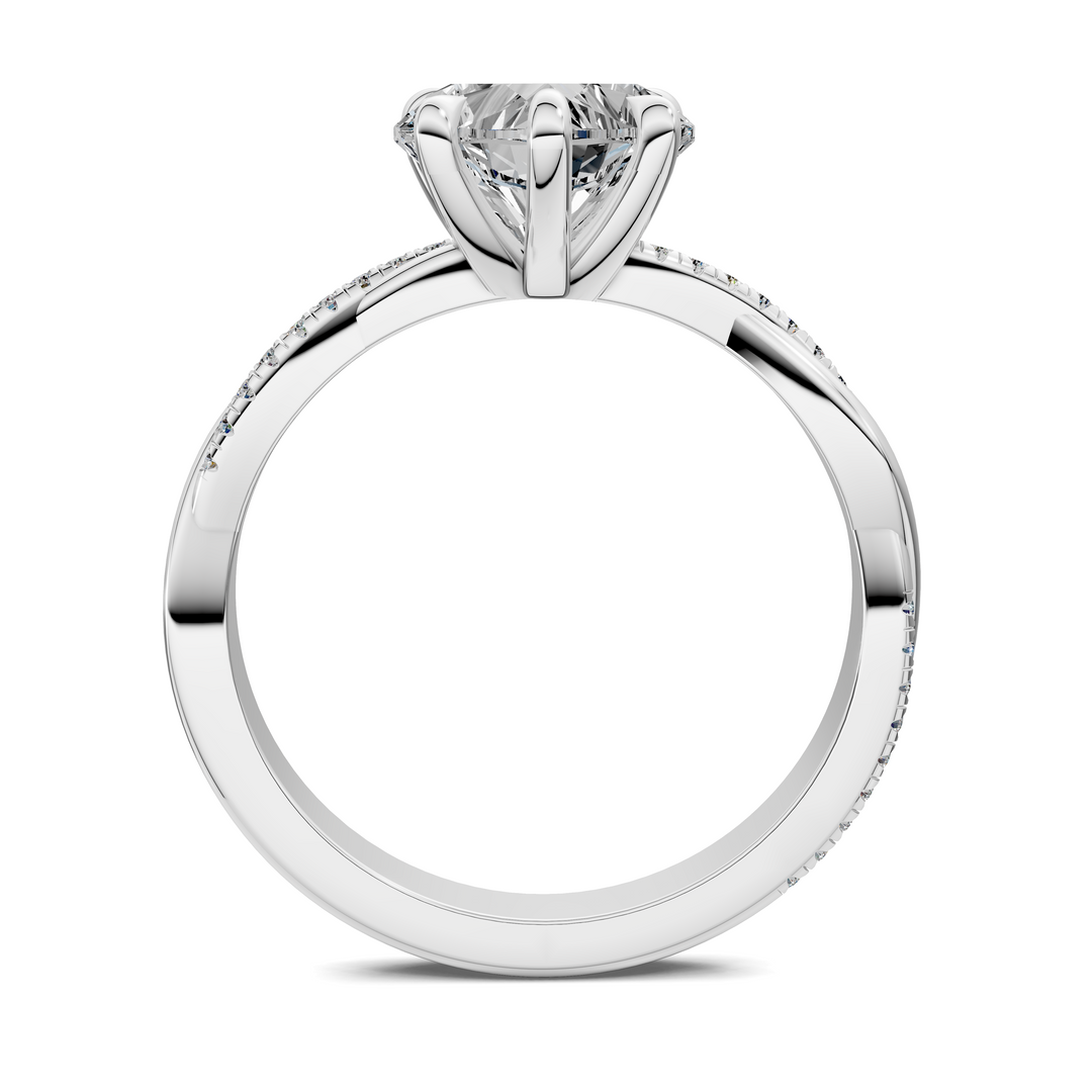 Yvette Scalloped twisted Pavé Ring