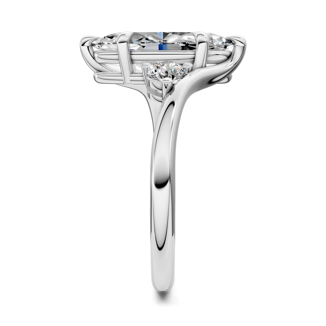 Tiara Bypass Three Stone Ring Setting