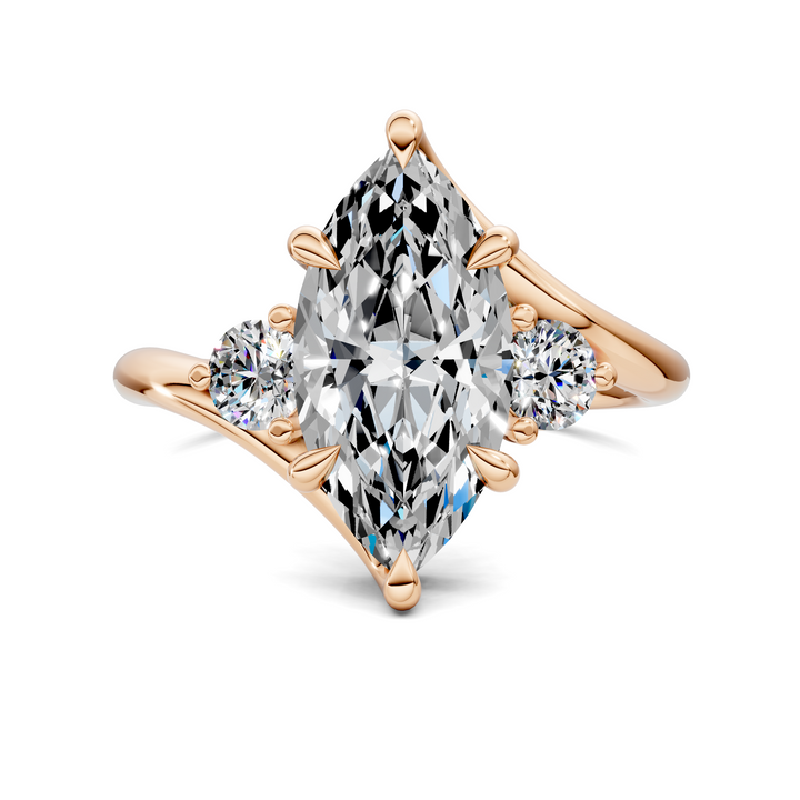 Tiara Bypass Three Stone Ring Setting