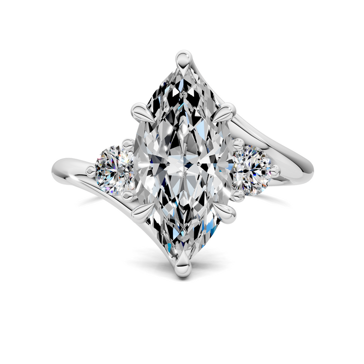 Tiara Bypass Three Stone Ring Setting