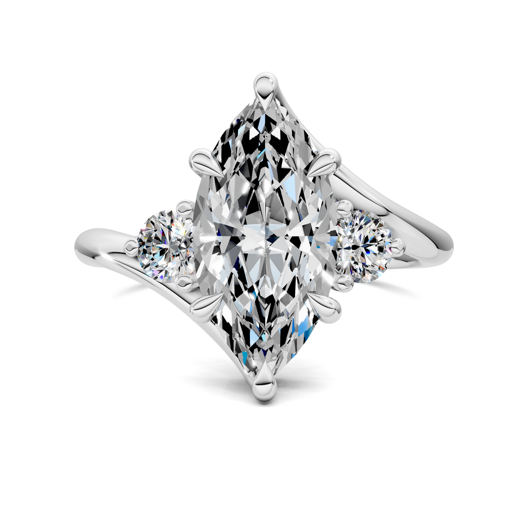 Tiara Bypass Three Stone Ring