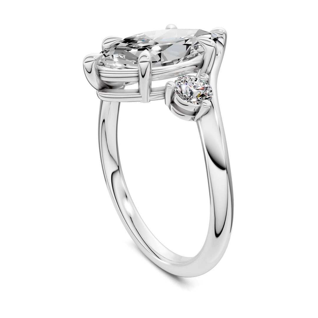 Tiara Bypass Three Stone Ring Setting