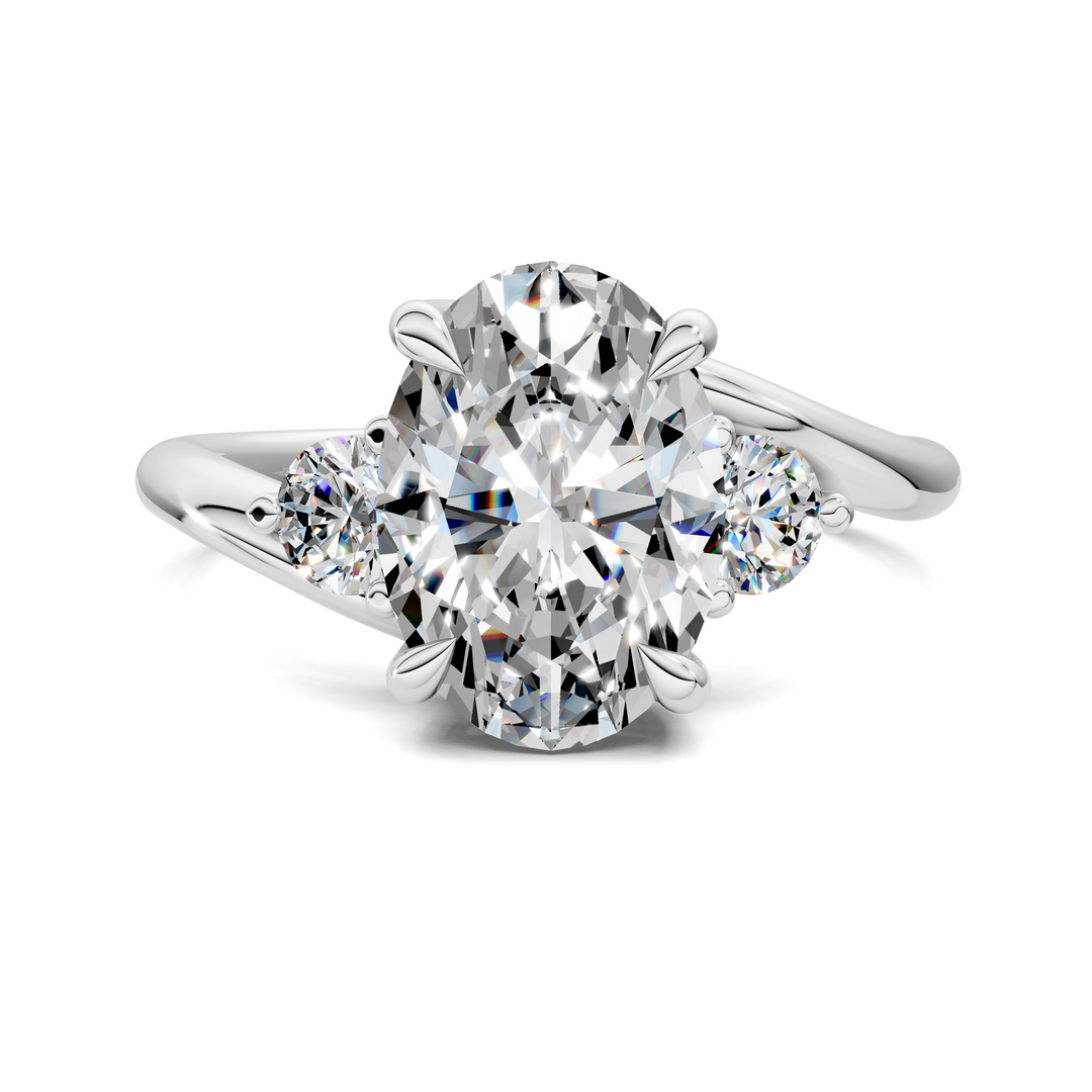 Tiara Bypass Three Stone Ring