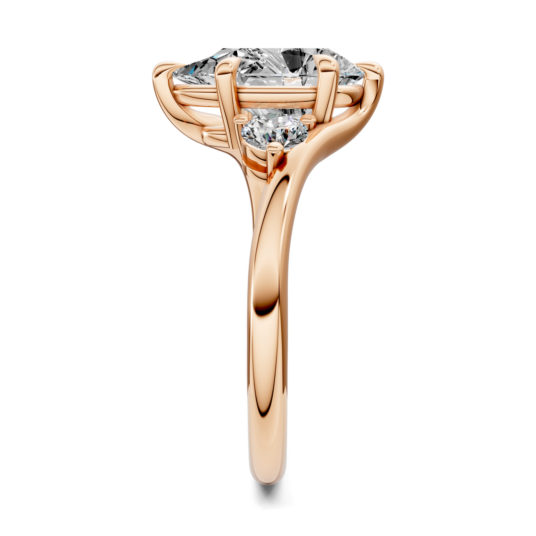 Tiara Bypass Three Stone Ring