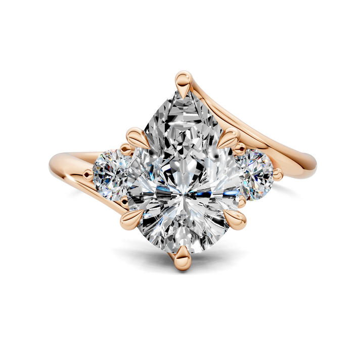 Tiara Bypass Three Stone Ring