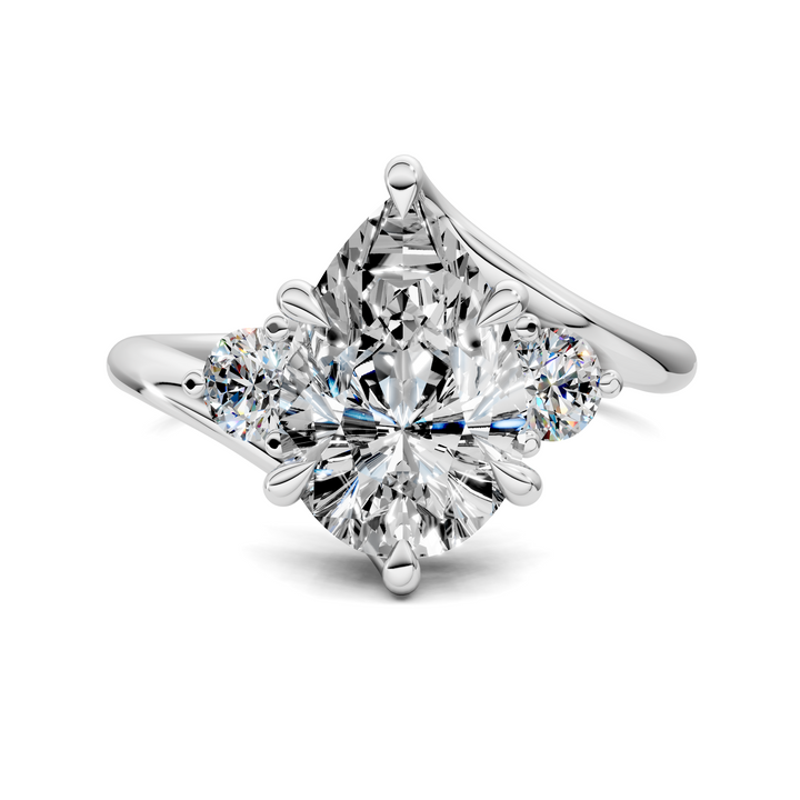 Tiara Bypass Three Stone Ring