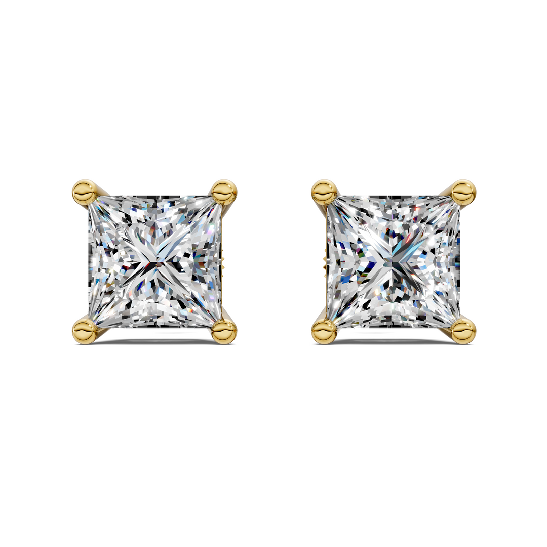Princess Cut Basket Studs