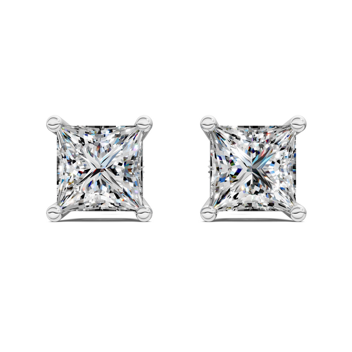 Princess Cut Basket Studs