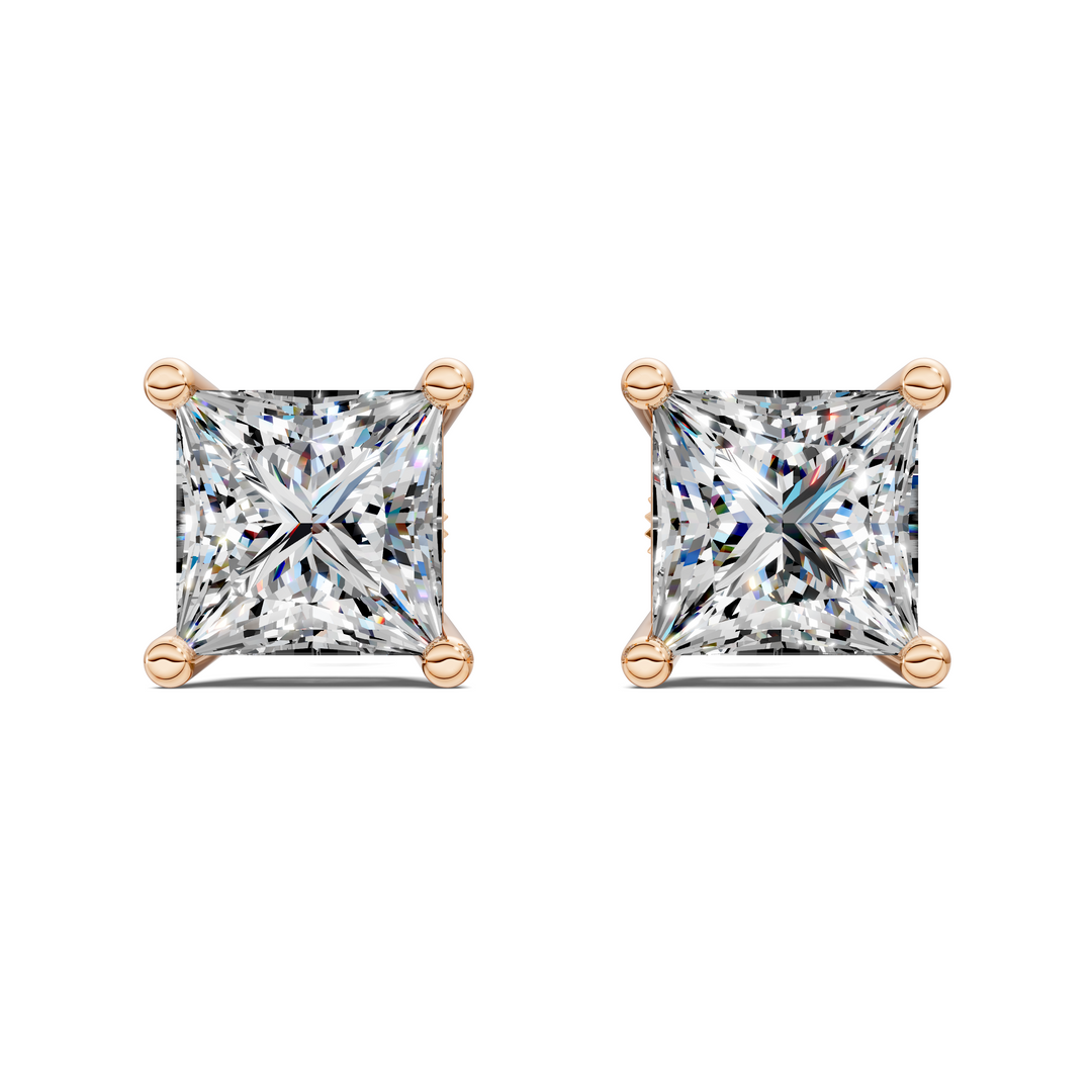Princess Cut Basket Studs