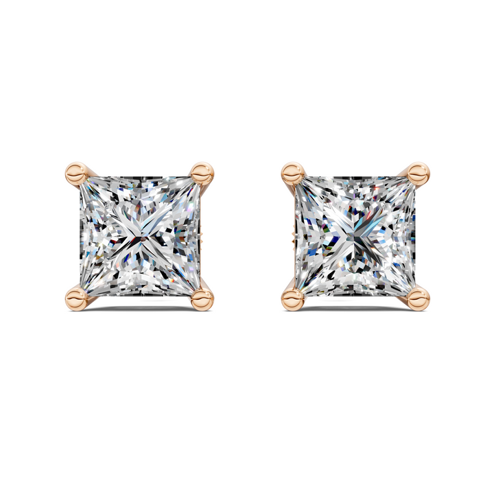 Princess Cut Basket Studs