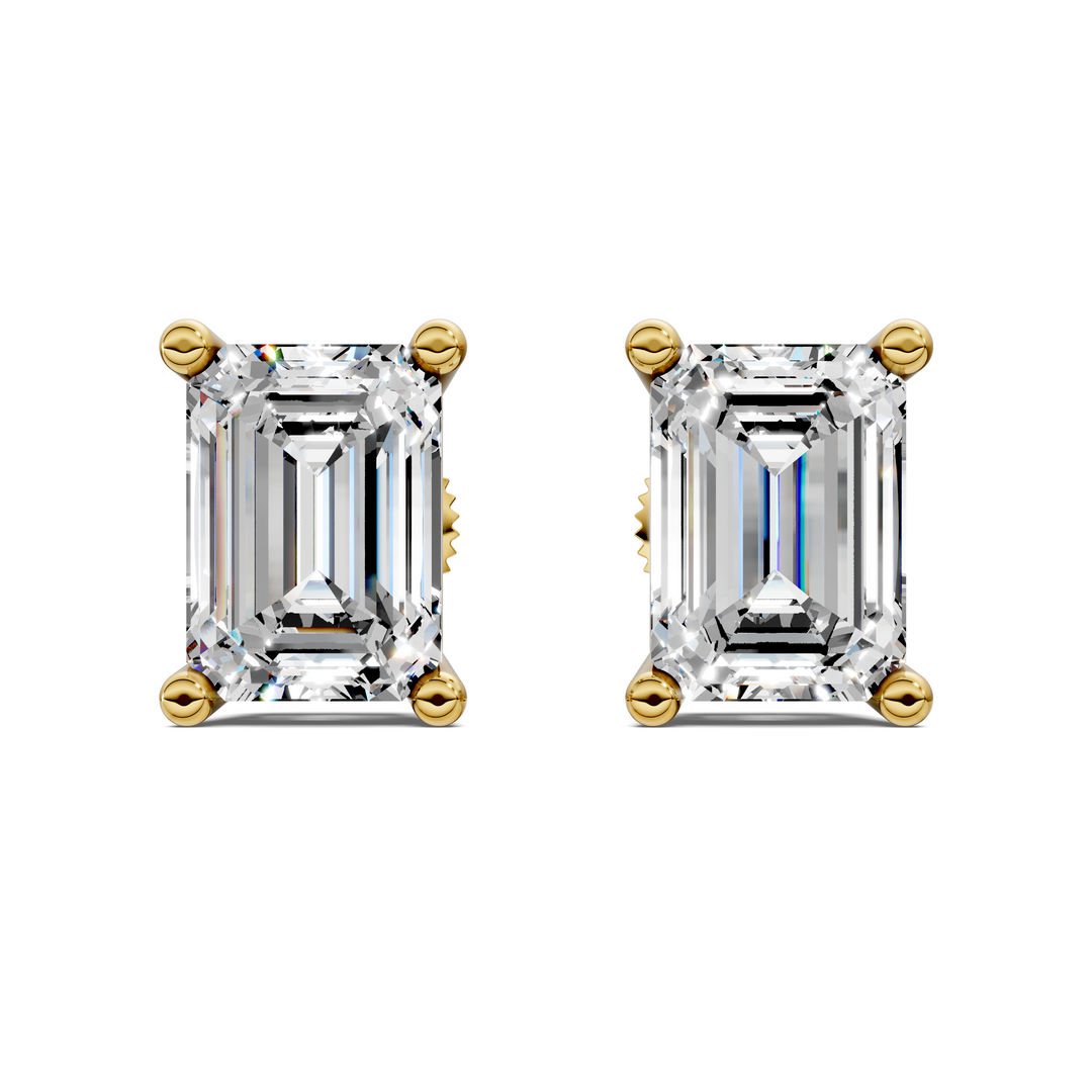 Emerald Cut Basket Studs