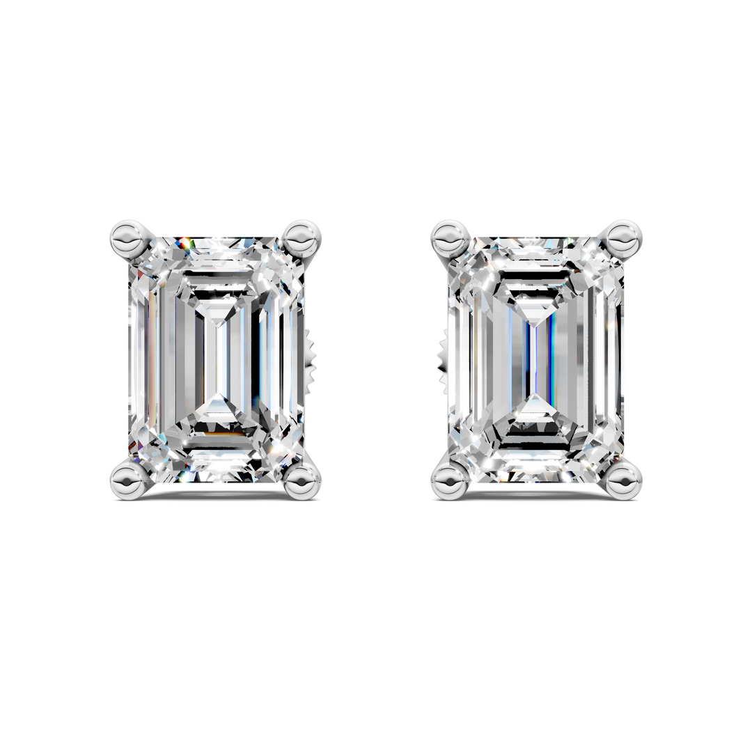 Emerald Cut Basket Studs