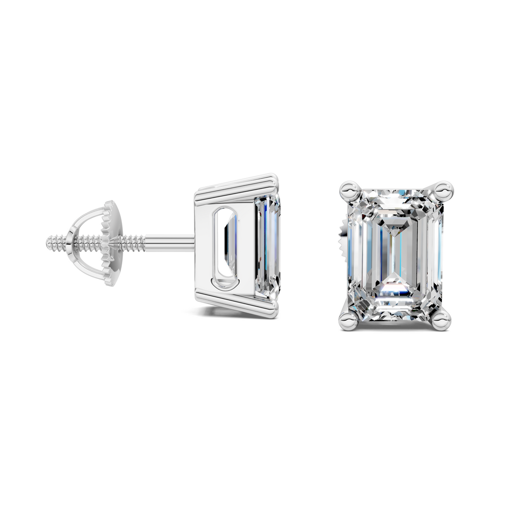 Emerald Cut Basket Studs