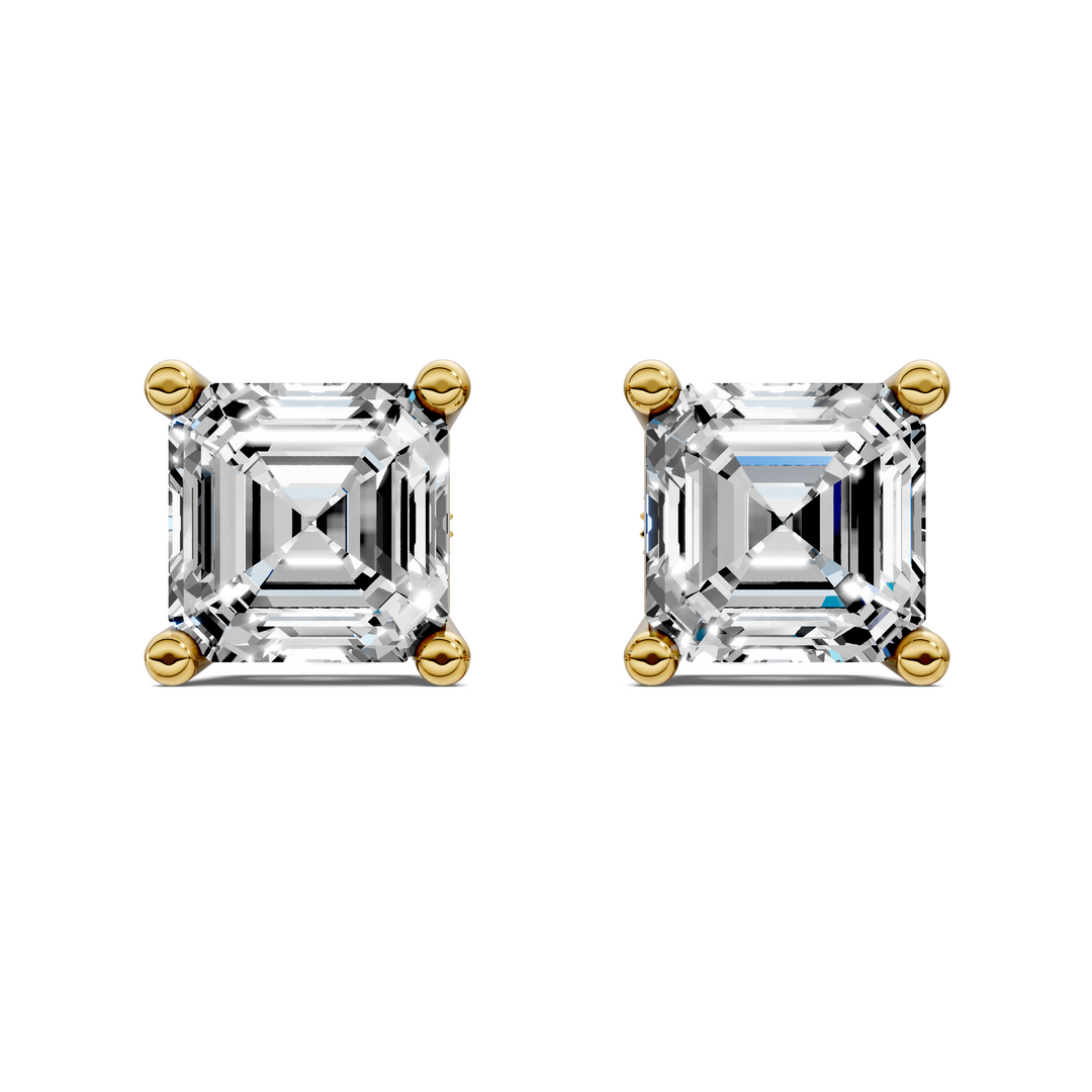 Asscher Cut Basket Studs