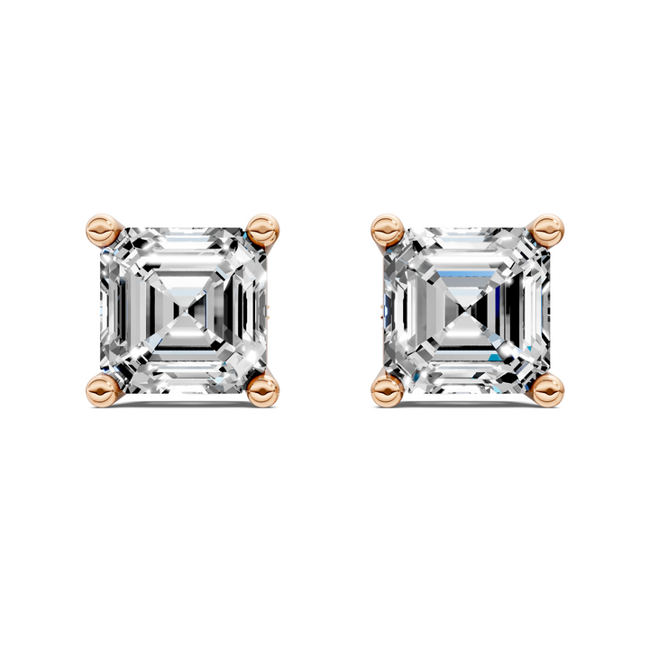 Asscher Cut Basket Studs