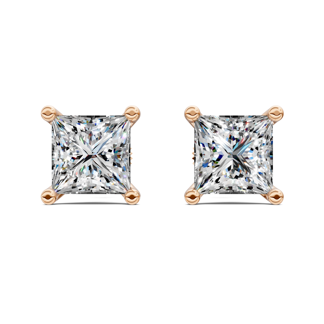 Princess Cut Martini Stud Earrings