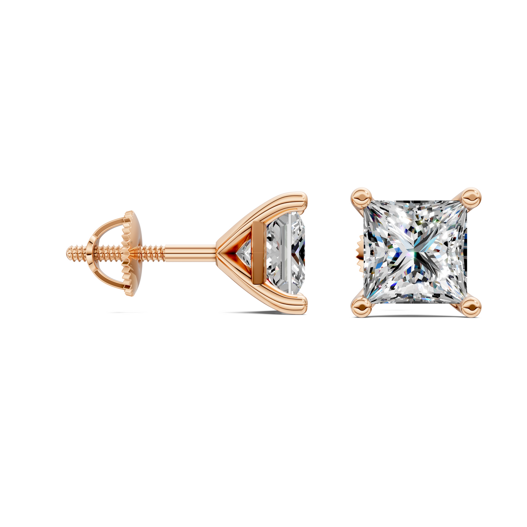 Princess Cut Martini Stud Earrings