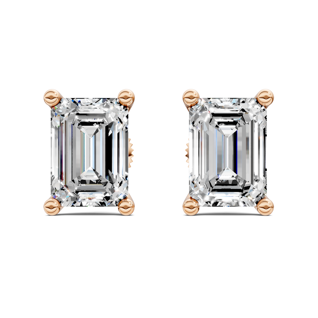 Emerald Cut Martini Stud Earrings