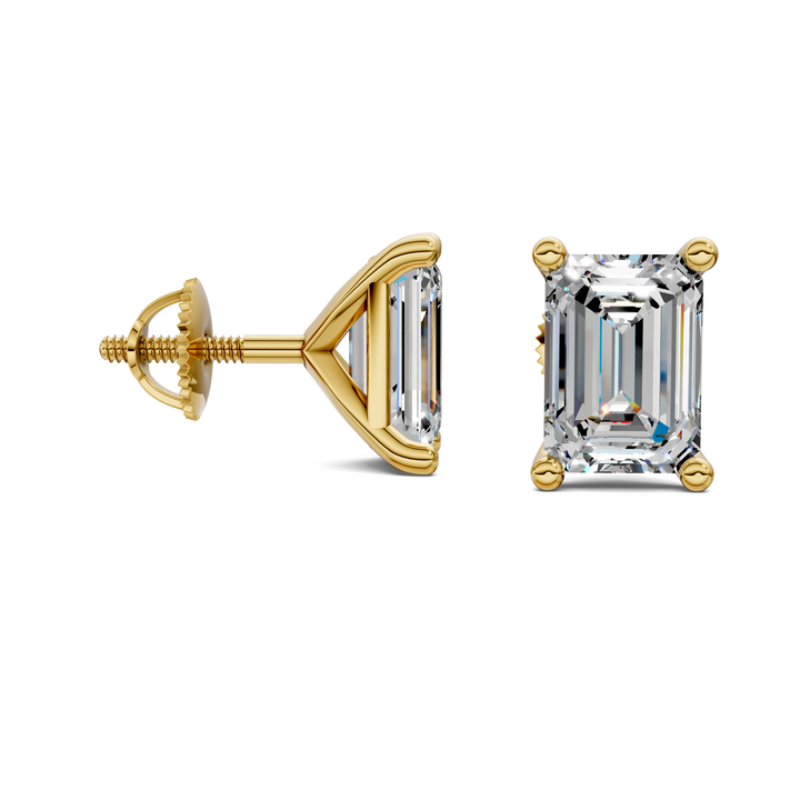Emerald Cut Martini Stud Earrings