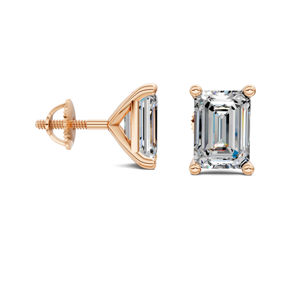 Emerald Cut Martini Stud Earrings