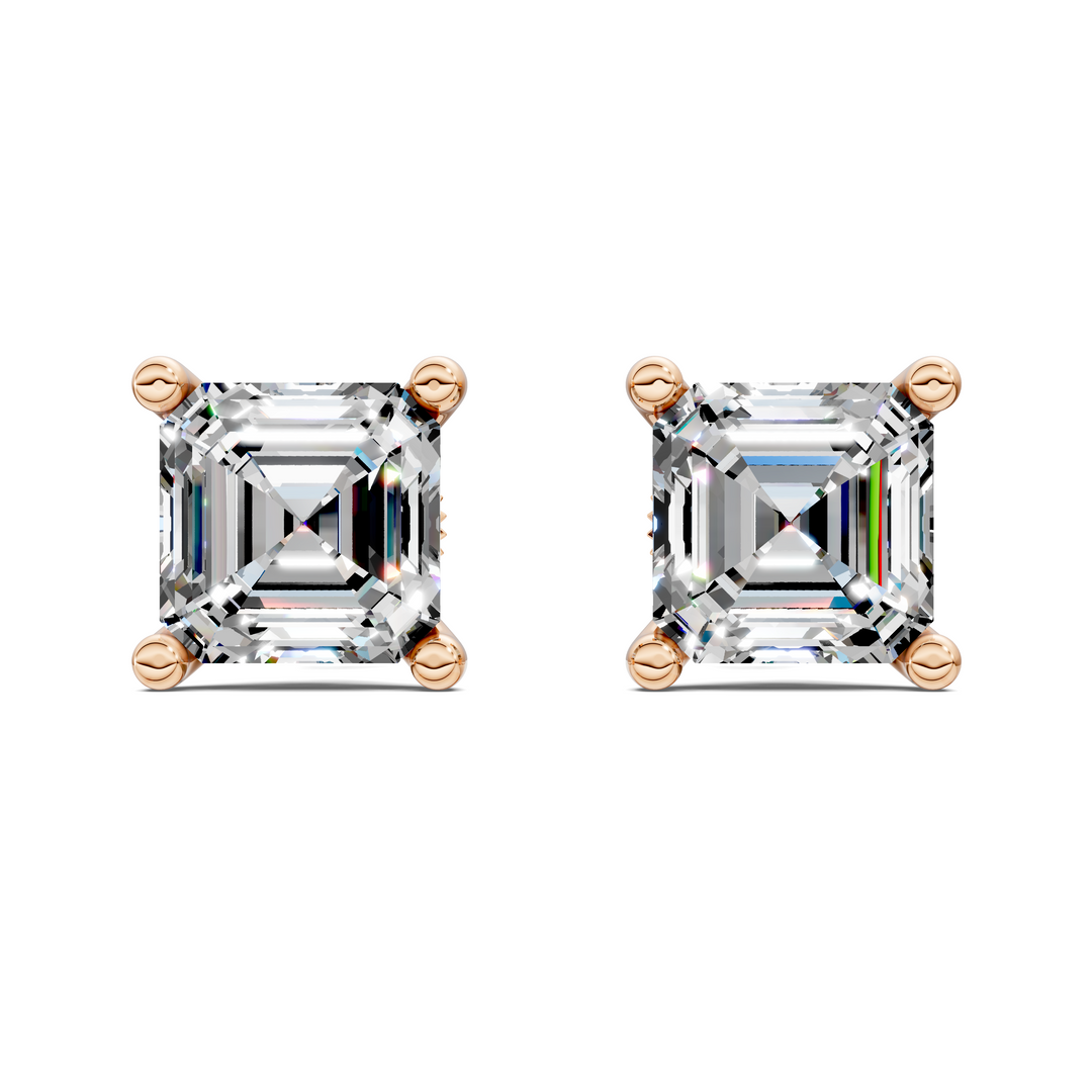 Asscher Cut Martini Stud Earrings