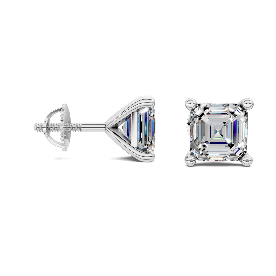 Asscher Cut Martini Stud Earrings