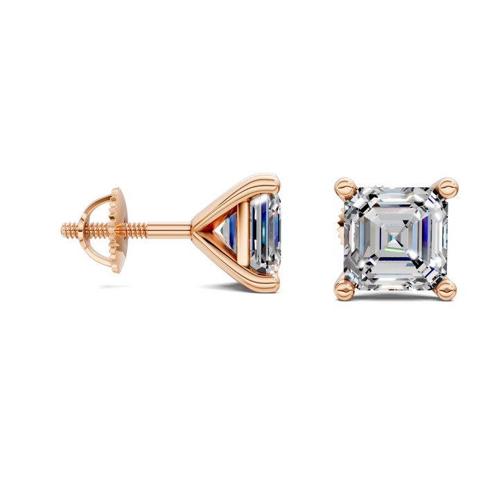 Asscher Cut Martini Stud Earrings