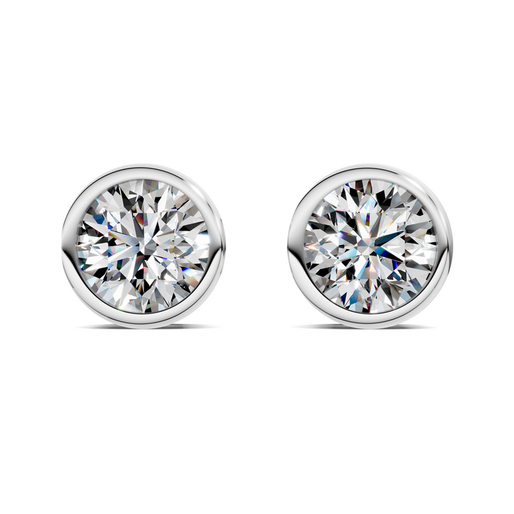 Round Cut Lab Diamond Bezel Stud Earrings