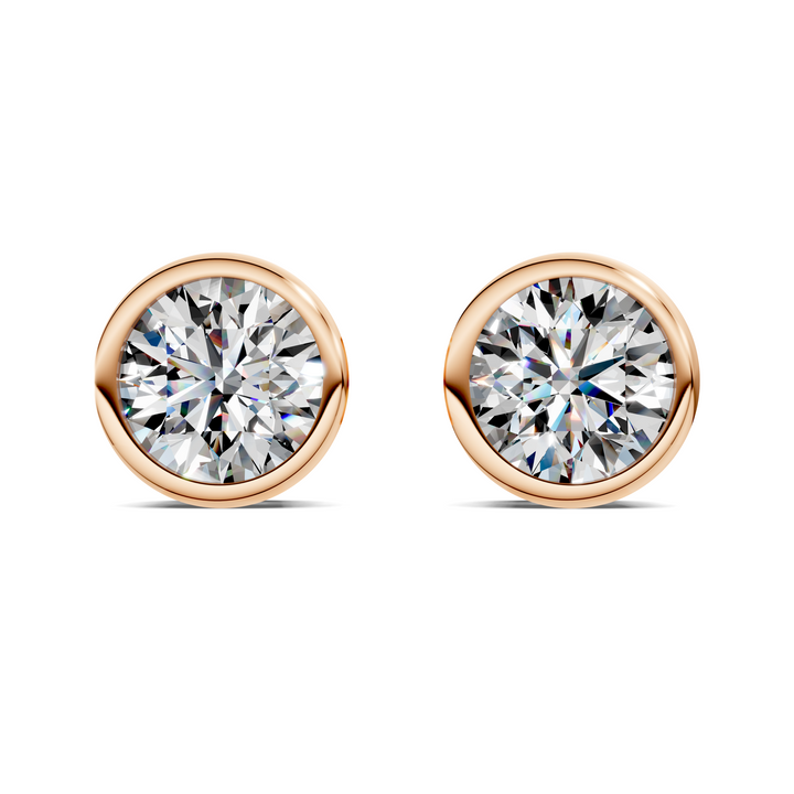 Round Cut Lab Diamond Bezel Stud Earrings