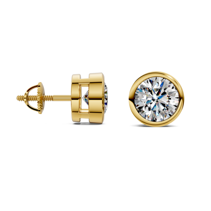 Round Cut Lab Diamond Bezel Stud Earrings