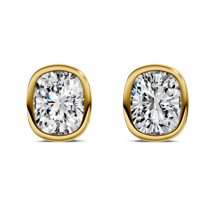 Cushion Cut Lab Diamond Bezel Stud Earrings