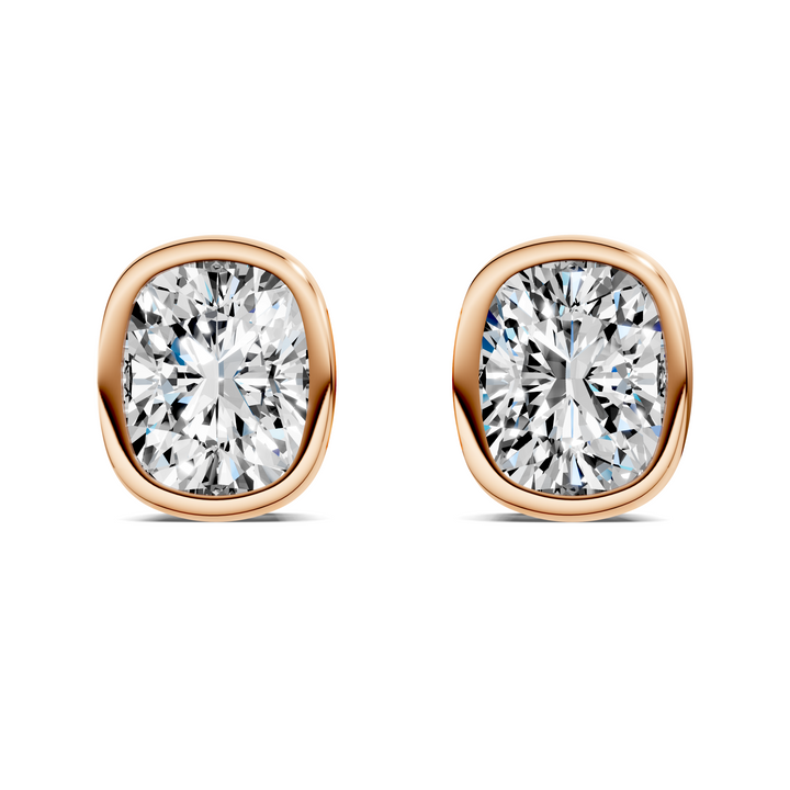 Cushion Cut Lab Diamond Bezel Stud Earrings