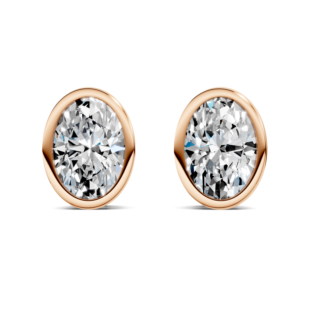 Oval Cut Lab Diamond Bezel Stud Earrings