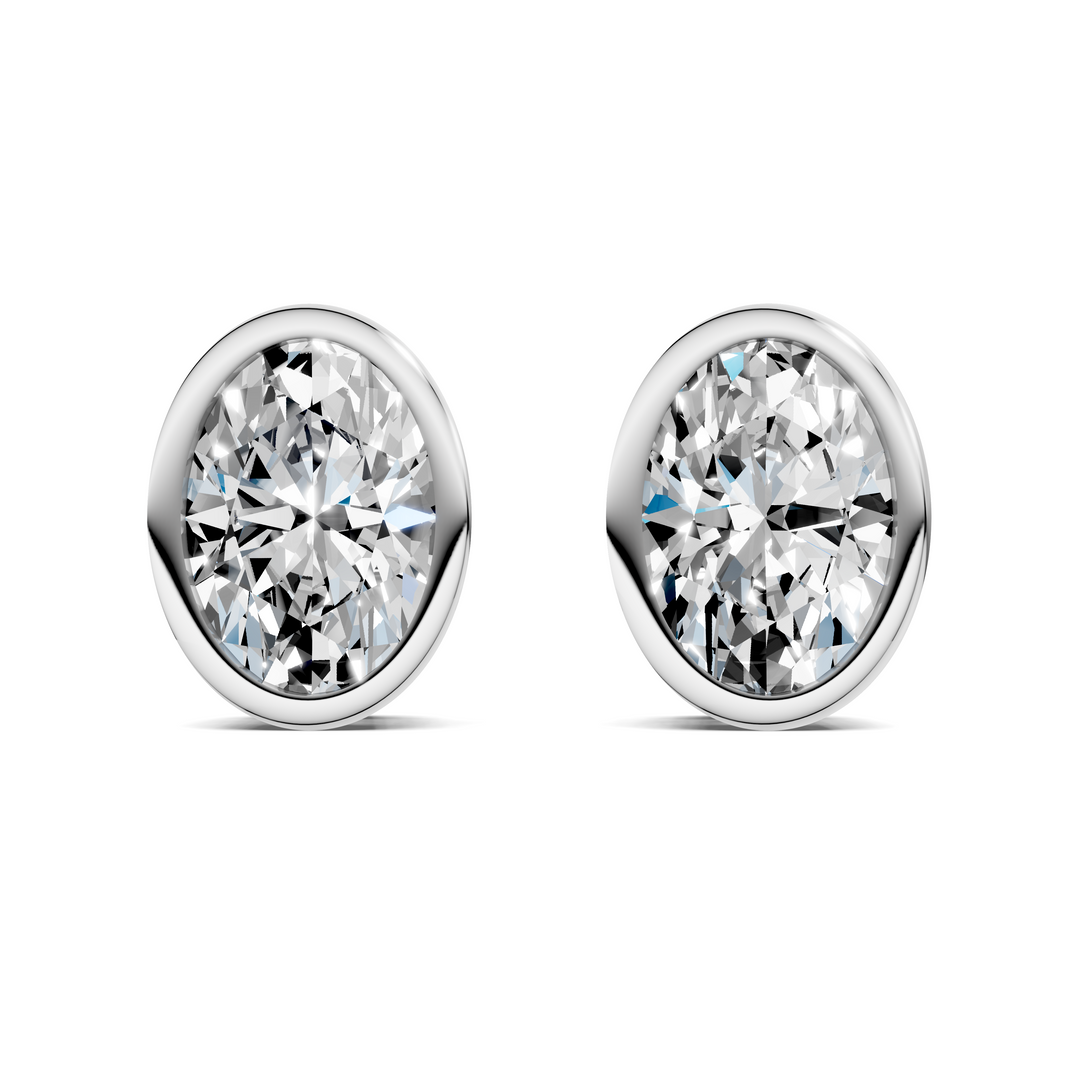 Oval Cut Lab Diamond Bezel Stud Earrings