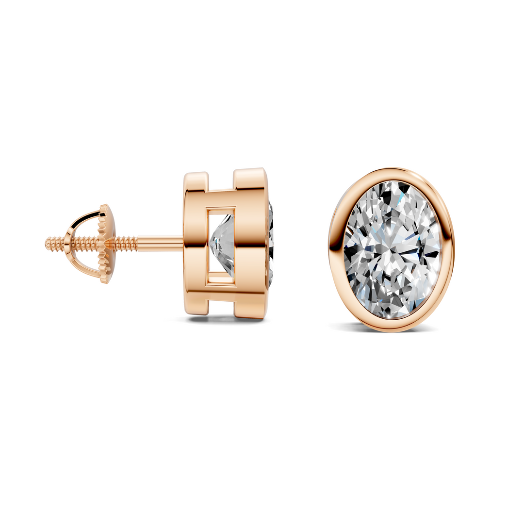 Oval Cut Lab Diamond Bezel Stud Earrings