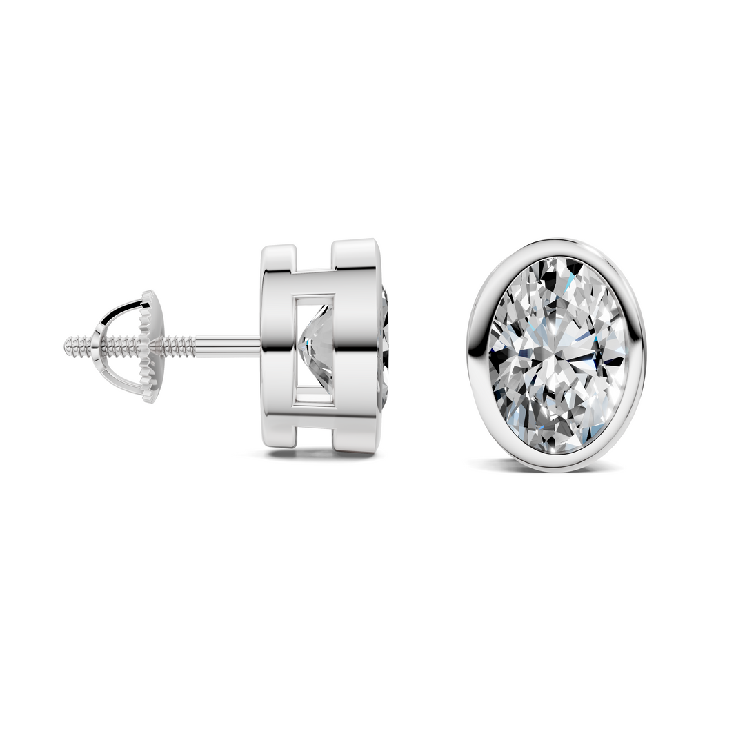 Oval Cut Lab Diamond Bezel Stud Earrings