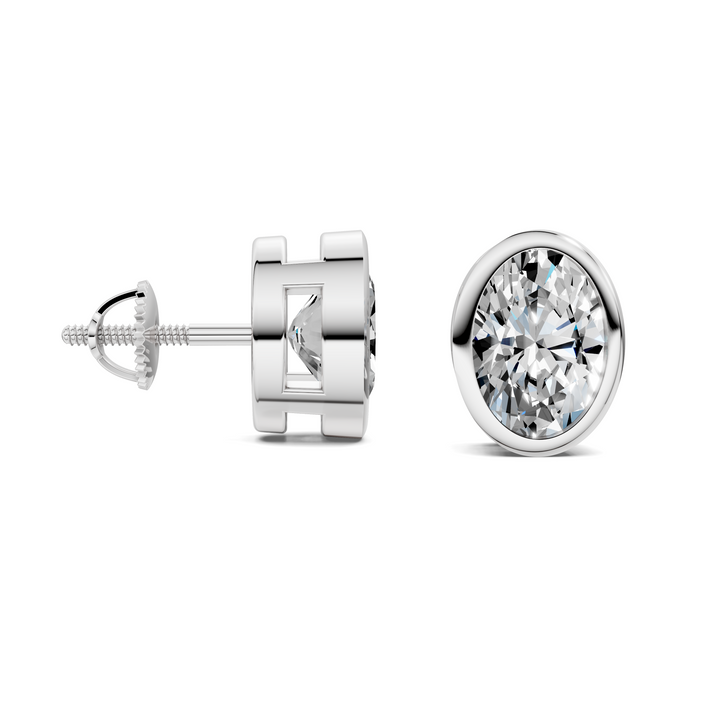 Oval Cut Lab Diamond Bezel Stud Earrings