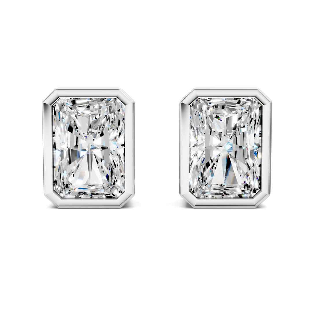Radiant Cut Lab Diamond Bezel Stud Earrings