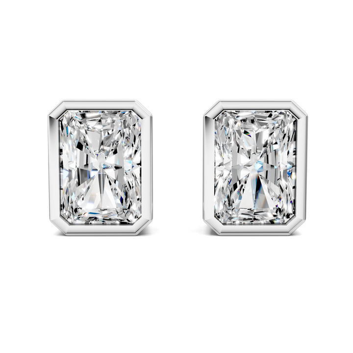 Radiant Cut Lab Diamond Bezel Stud Earrings