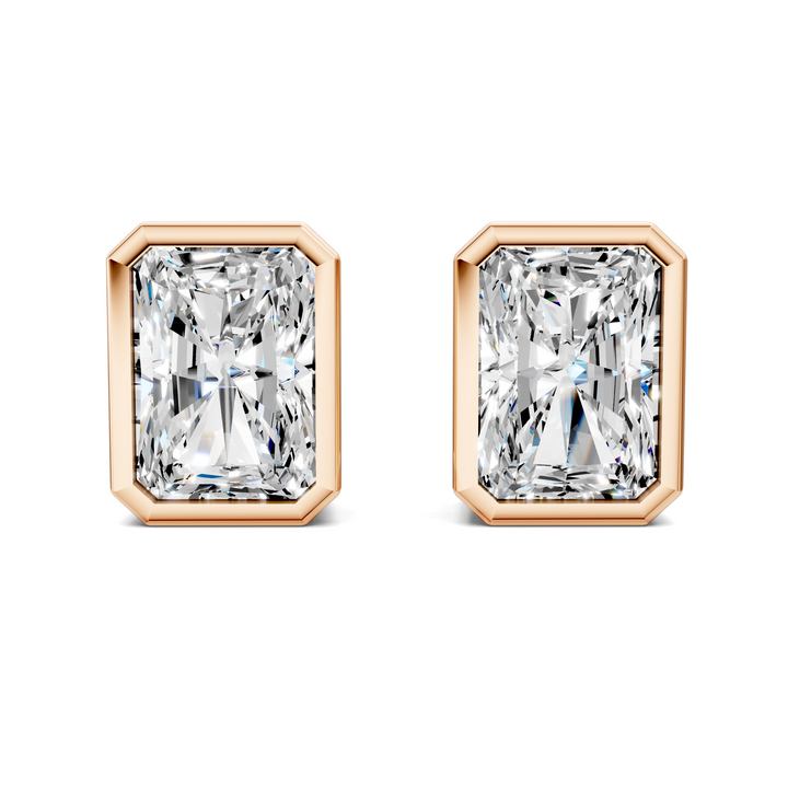 Radiant Cut Lab Diamond Bezel Stud Earrings