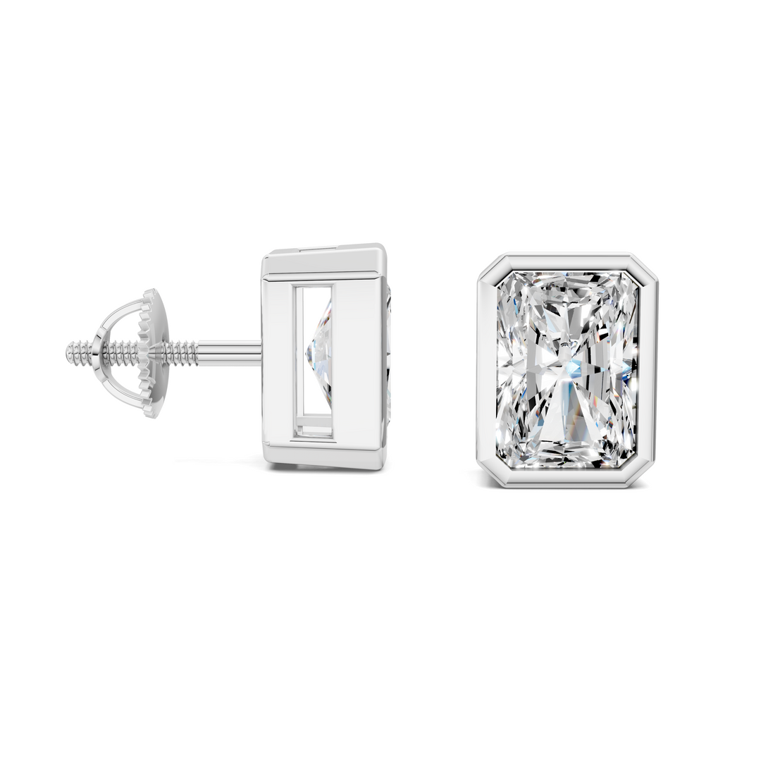 Radiant Cut Lab Diamond Bezel Stud Earrings