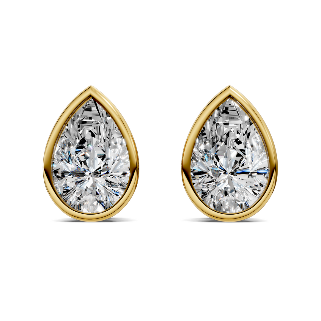Pear Cut Lab Diamond Bezel Stud Earrings
